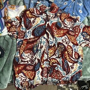 Denim and flower men’s shirt size large